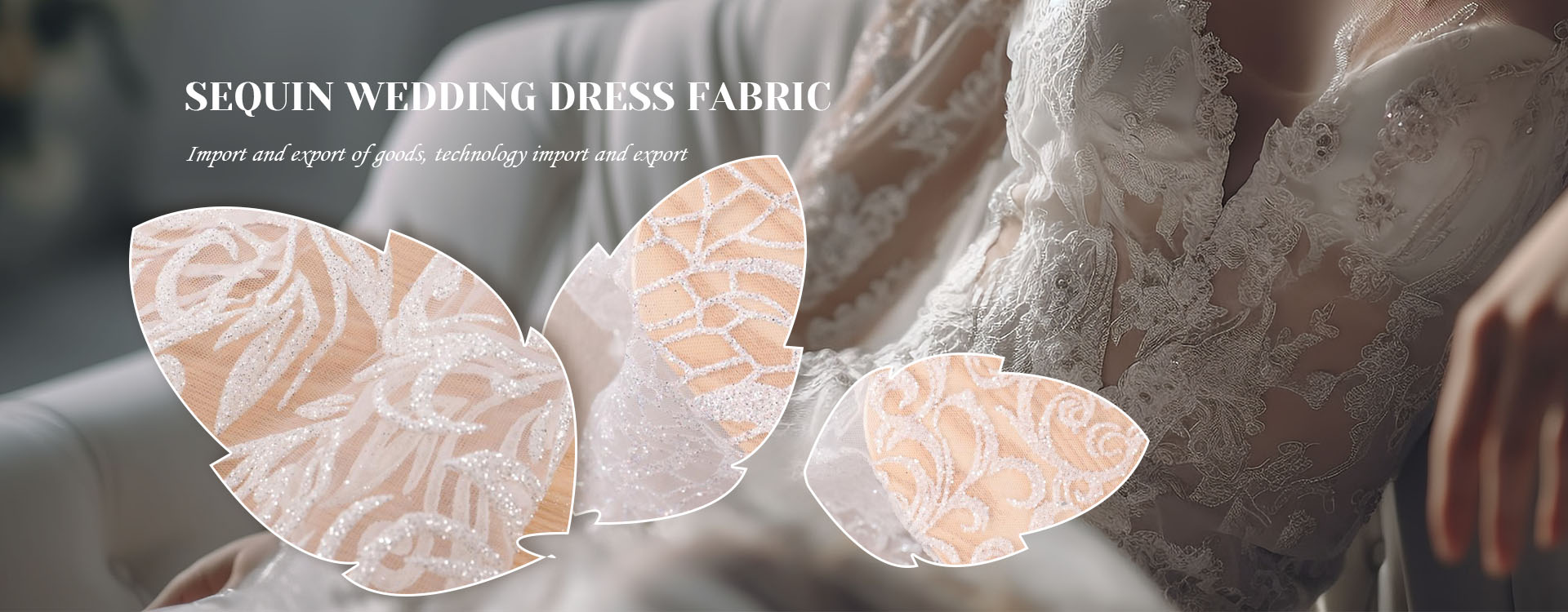 Fabbrica cinese di tessuti per abiti da sposa con paillettes