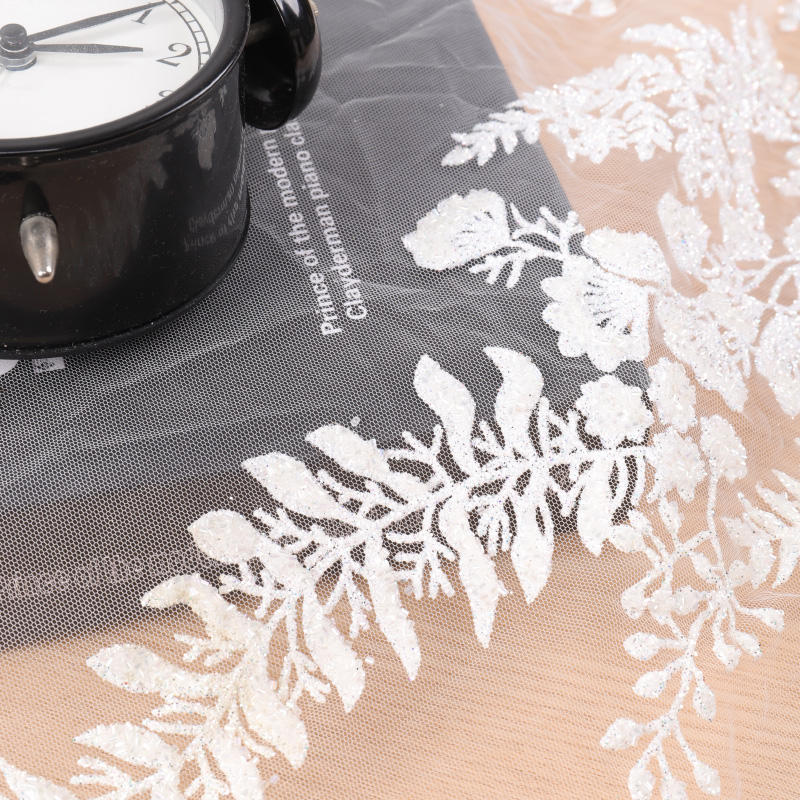 Tessuto per abito da sposa con tubo di perline di paillettes colorate