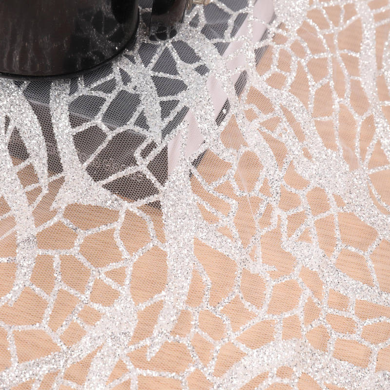 Tessuto per abito da sposa con paillettes argento flash
